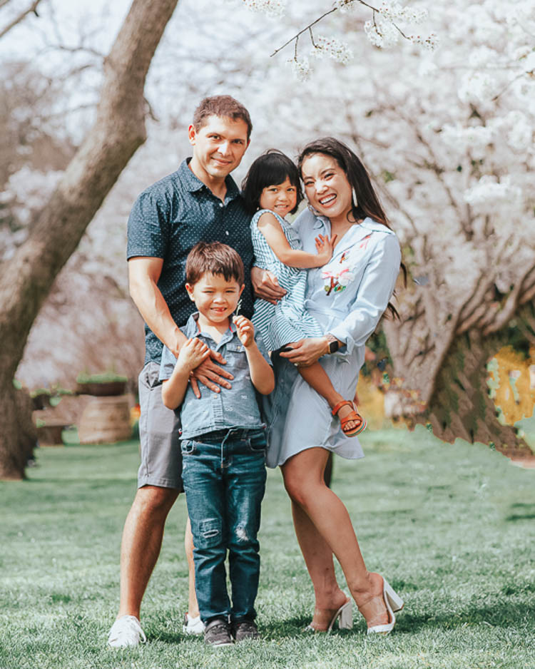 cute & little | family photo | dallas cherry blossoms | Gift Ideas for Nerds by popular Dallas life and style blog, Cute and Little: image of a family standing together outside. 