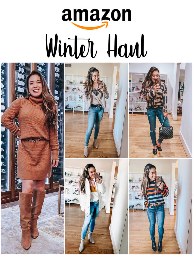 cute & little blog | dallas petite fashion blog | amazon winter december try-on haul | Amazon Winter Fashion Haul by popular Dallas petite fashion blog, Cute and Little: image of a woman wearing various winter fashion items from Amazon. 