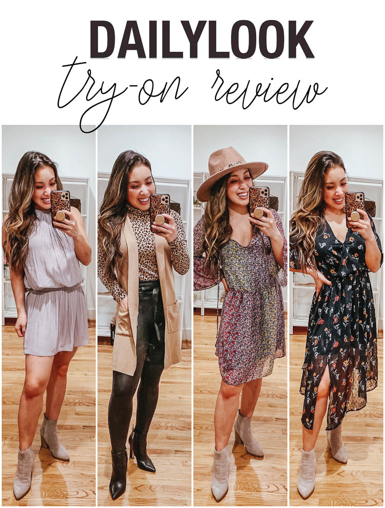 cute & little | dallas petite fashion blog | dailylook try-on review | DailyLook Box Try-On Review by popular Dallas petite fashion blog, Cute and Little: collage image of a woman wearing various outfits from Dailylook.