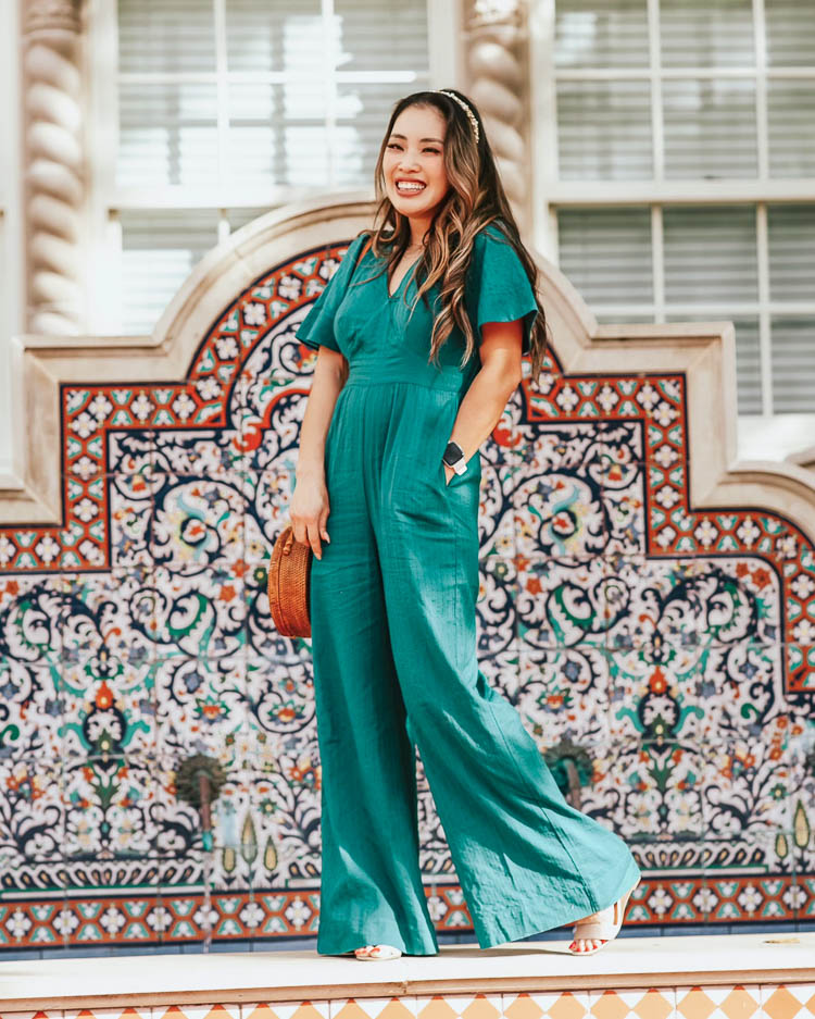 cute & little | dallas petite fashion mom blog | loft beach flare sleeve tie back jumpsuit | summer outfit | things to do while quarantined