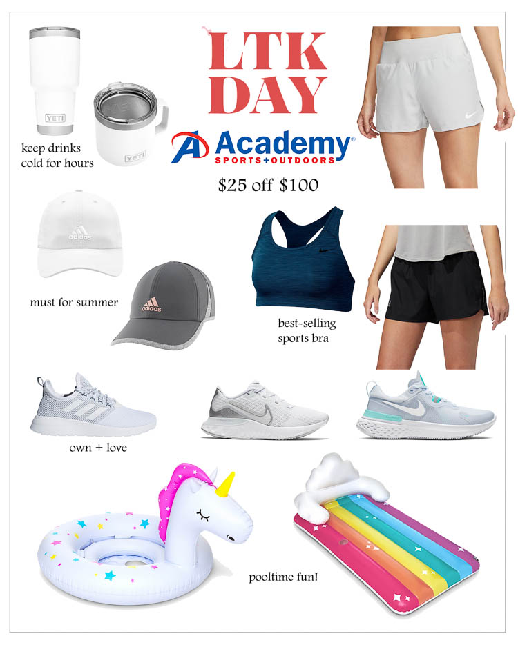 cute & little | dallas petite fashion blogger | ltk day 2020 sale picks | academy sports outdoors | Like To Know It by popular Dallas life and style blog, Cute and Little: collage image of various Academy Sports athletic items. 