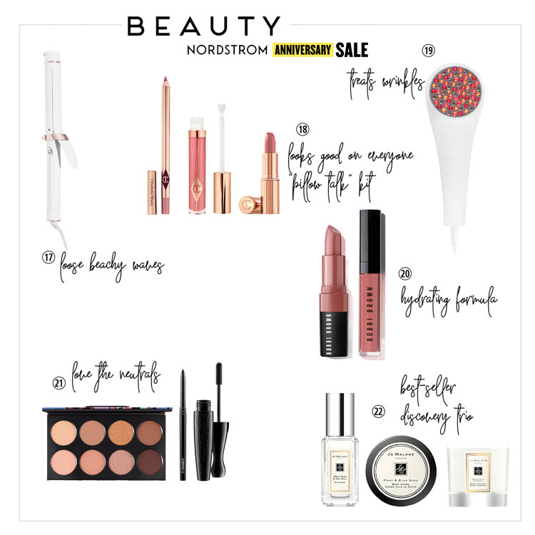 cute & little | dallas petite fashion blog | nordstrom anniversary sale 2020 beauty hair skincare makeup | Nordstrom Anniversary Sale by popular Dallas life and style blog, Cute and Little: collage image of Nordstrom SinglePass® Curl 1.25-Inch Professional Ceramic Curling Iron, Nordstrom Pillow Talk Lip Secrets Set CHARLOTTE TILBURY, Nordstrom LightStim for Wrinkles White LED Light Therapy Device LIGHTSTIM®, Nordstrom Full Size Crushed Lip Duo BOBBI BROWN, Nordstrom MAC Eye Kit MAC COSMETICS, and Nordstrom Mini Discovery Set JO MALONE LONDON™.