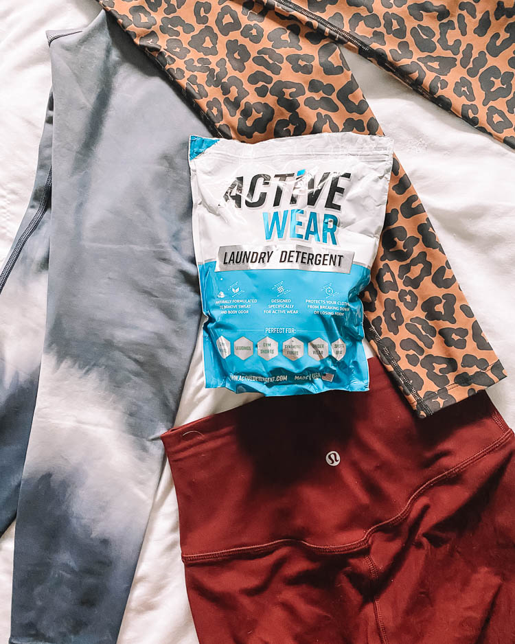 cute & little | dallas mom fitness blog | active detergent review | tips to keep workout clothes looking new | Workout Clothing by popular Dallas petite fashion blog, Cute and Little: image of activewear laundry detergent. 