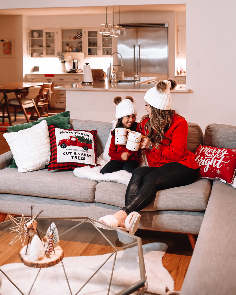 cute & little | dallas mom blog | holiday living room decor walmart |Walmart Holiday Decorations by popular Dallas life and style blog, Cute and Little: image of a living room decorated with Walmart holiday decorations. 