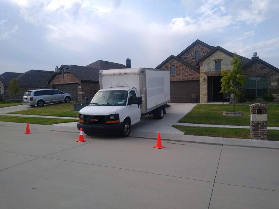 our truck moving | dallas movers |Create a Home by popular Dallas life and style blog, Cute and Little: image of a white moving truck in a driveway. 