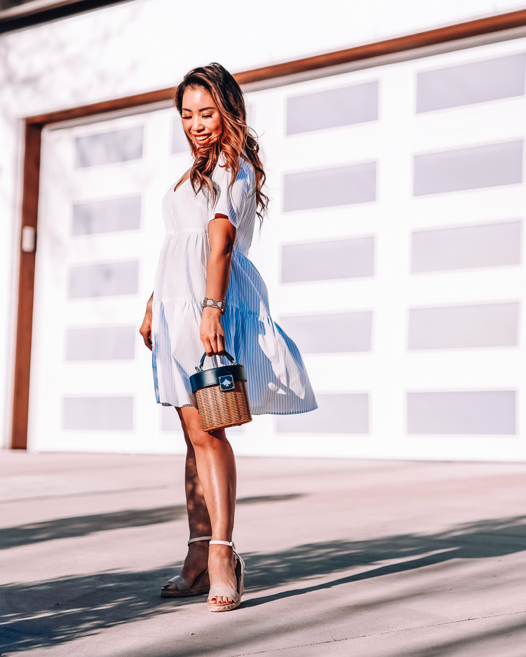 cute & little | dallas petite fashion blog | target 2021 spring dresses try-on review | Target Spring Dresses by popular Dallas petite fashion blog, Cute and Little: image of a woman wearing a Target A New Day Tiered dress. 