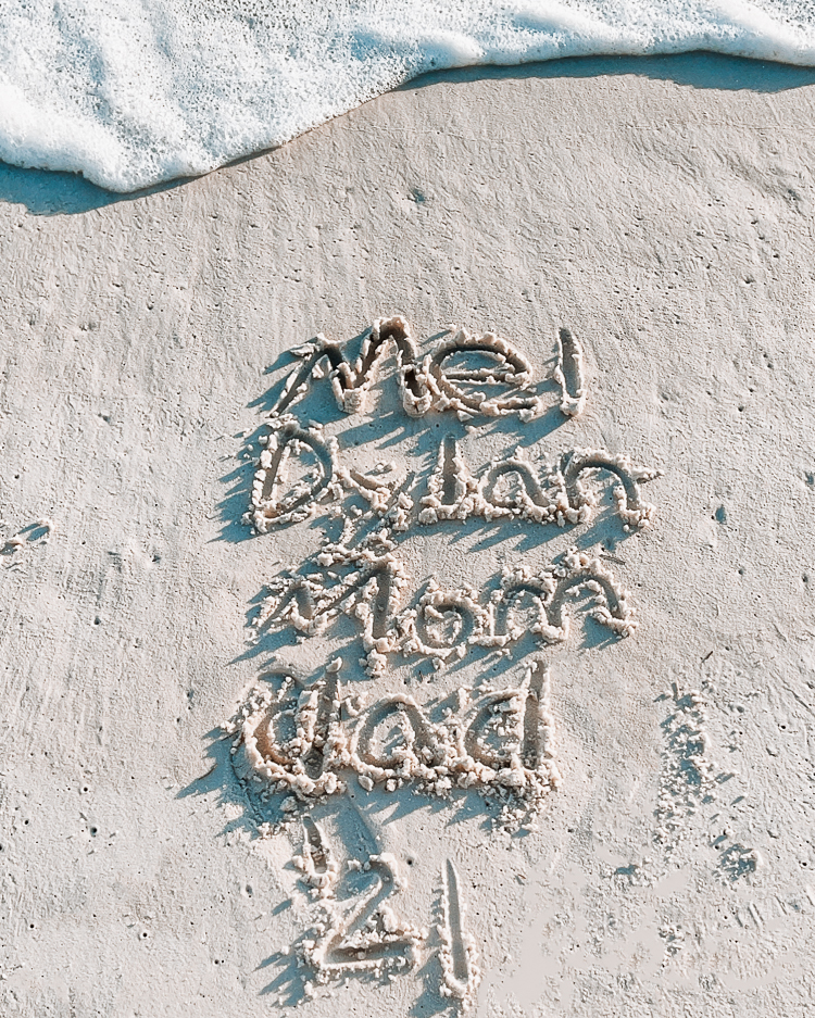 cute & little | dallas mom family travel blog | panama city beach 30a destin florida travel guide kids |Panama City Beach by popular Dallas travel blog, Cute and Little: image of names written in the sand. 