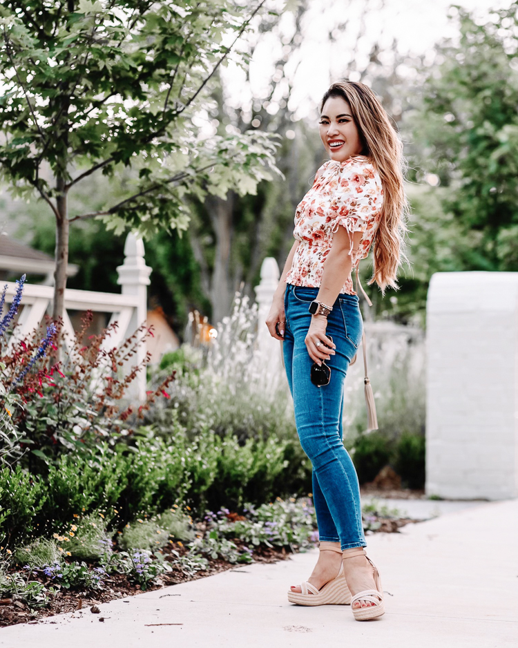 cute & little | dallas petite fashion blog | abercrombie summer outfit smocked blouse